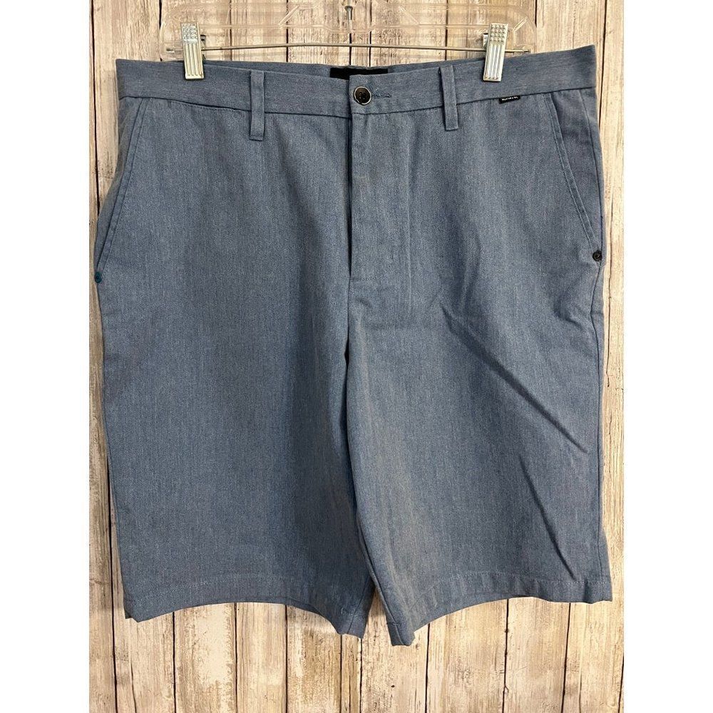 Hurley Chino Men's Blue Grey Flat Front Shorts Size 34